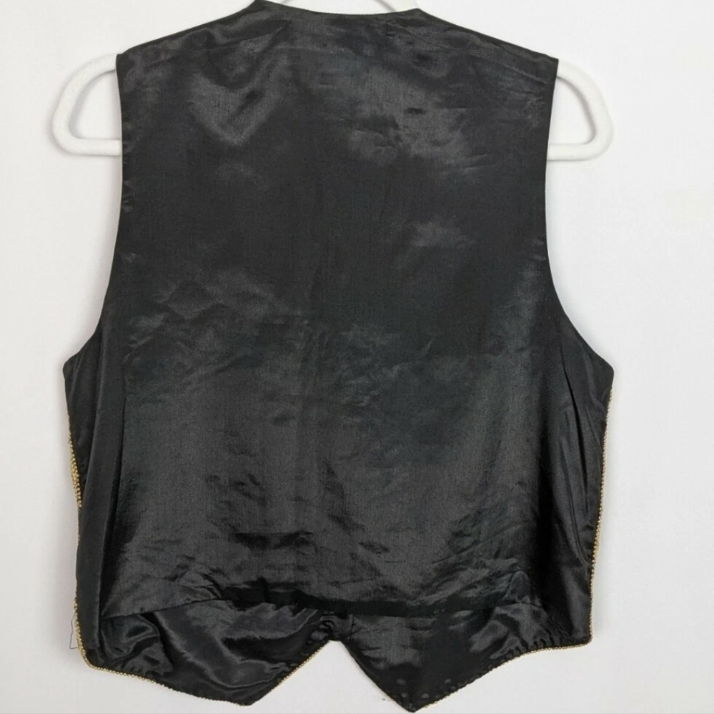 Spenser Jeremy Vintage 90s Floral Leaf Beaded Sequin Embellished Silk Vest sz.M - Picture 2 of 6